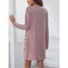 Spring and Autumn Women's Dress Casual Loose Shaped Round Neck Long Sleeve Dresses