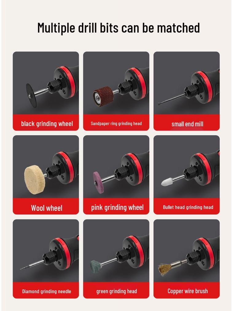 7.2V Литиевая батарея Электрическая шлифмашина с 5-ступенчатой регулировкой и подсветкой для резьбы по нефриту, шлифовки и полировки