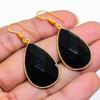 Black Spinel Gemstone Handmade 925 Sterling Silver Jewelry Earring 1.85" GK-5219