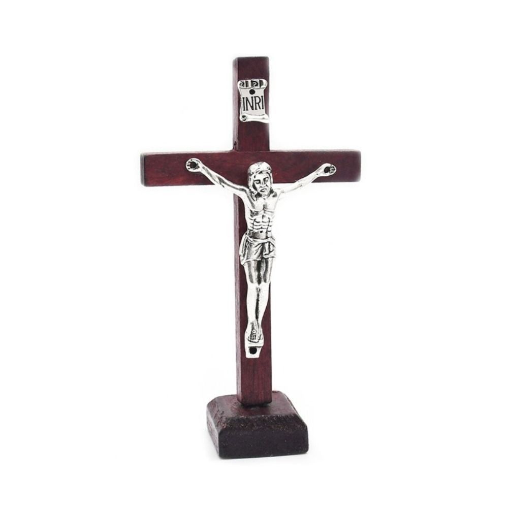 With Stand Wood Crucifix Catholic Prayer Catholic Jesus Cross Religious Charm Wooden Vintage Religious Decoration