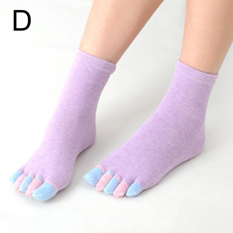 1Pair Five Finger Socks Women'S Pure Cotton Five Toe Socks Sweat Absorbing Mid Tube Split Toe Socks Warm Toes Short Socks
