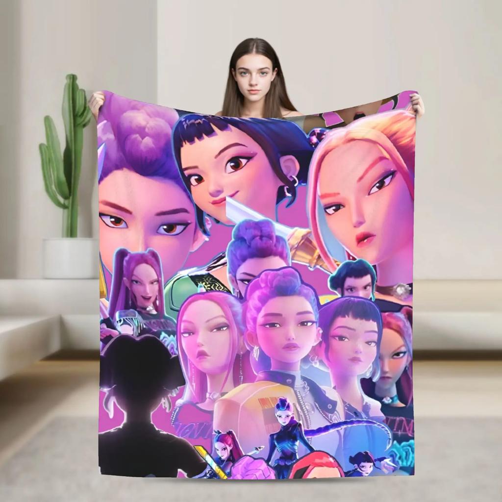 Kpop Демоны Охотники Хантрикс Фланелевый Плед Руми Мира Джои Креативное Покрывало Ковер xcm Мягкий Уютный
