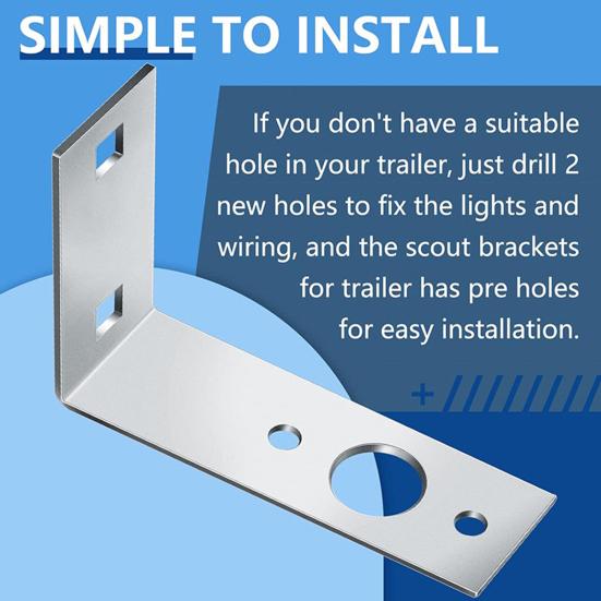 2 шт. кронштейны для фонарей прицепа, устойчивые к коррозии, универсальные, простые в установке, L-образные кронштейны для задних фонарей