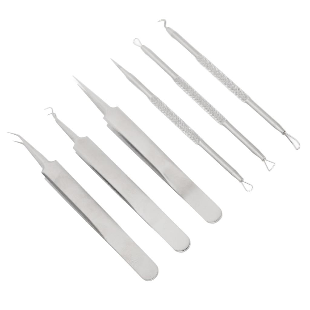 6pcs Blackhead Remover Tool Stainless Steel Pimple Comedones Extractor for Blemish Whitehead Popping