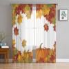 Autumn Leaves And Pumpkins Sheer Window Curtains For Living Room Bedroom Modern Voile Tulle Curtains Fabric Drapes For Kitchen