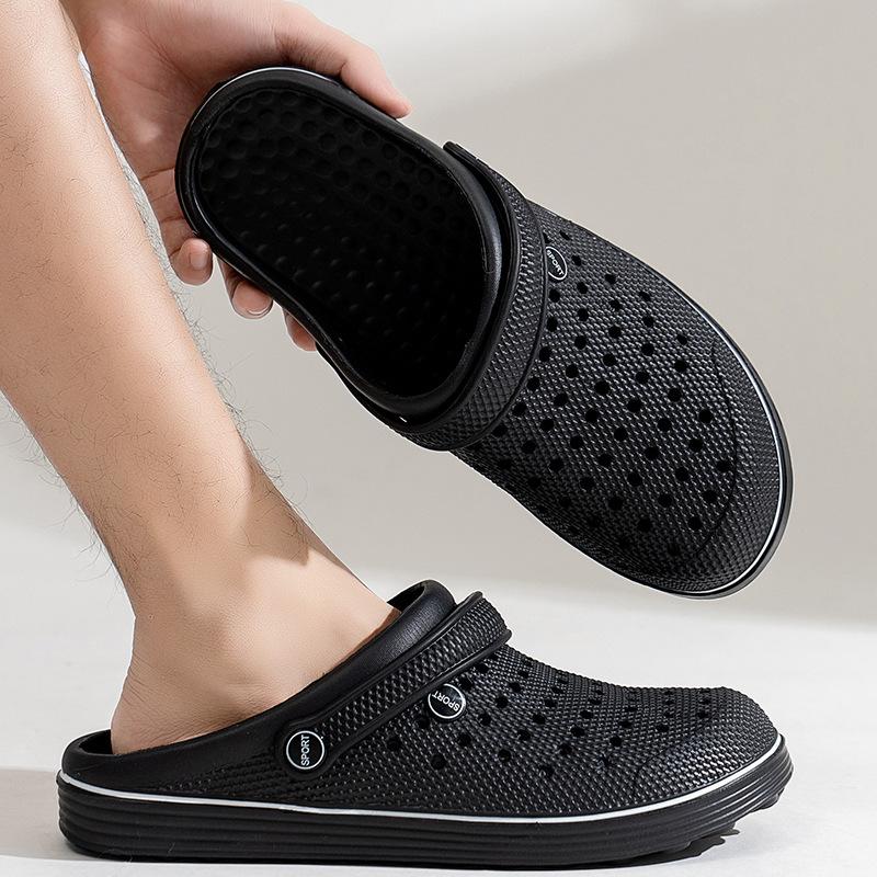 Внешние дырчатые туфли мужские повседневные тапочки на толстой подошве мужские уличные пляжные нескользящие садовые сандалии