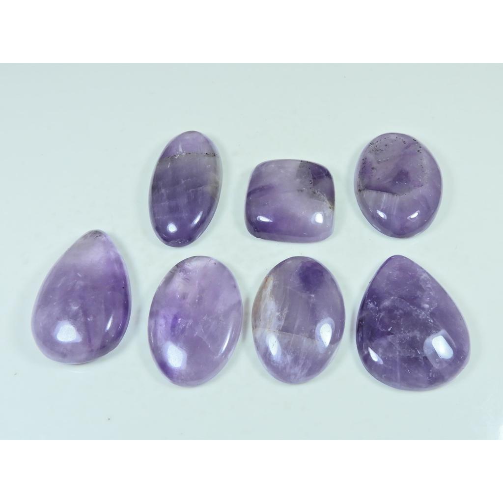 380Cts. Natural Amethyst Lace Agate Mix Cabochon Loose Gemstone 07 Pcs Lot C-3941