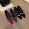 Pointed One-pedal Temperament Shallow Mouth Casual Single Shoes 2025 Spring French Rhinestone Flat-bottomed Comfortable Wedding Shoes Women's New