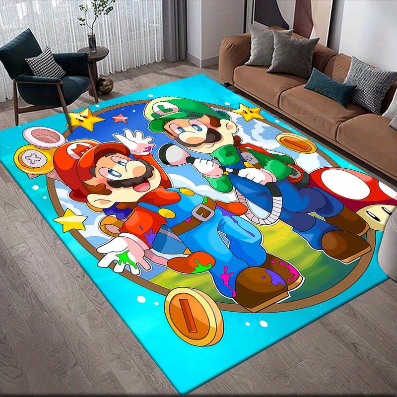 Нескользящий коврик для пола Super Mario Bros с полным составом, Прямоугольный ковер для спальни и игровой зоны