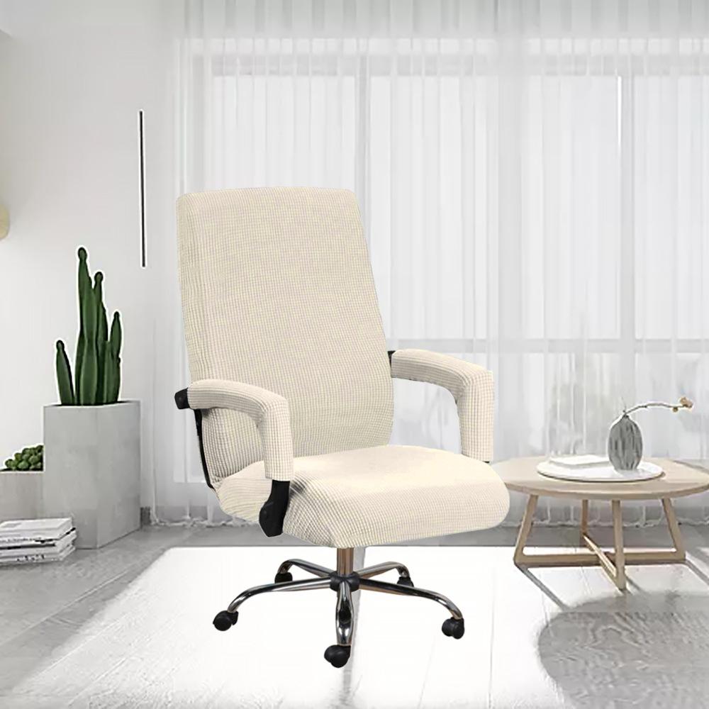 Office Chair Cover+Arm Cover Computer Seat Cover Stretch Rotating Chair Slipcover with Elastic Bottom Chair Protector for Rotating Boss Chair