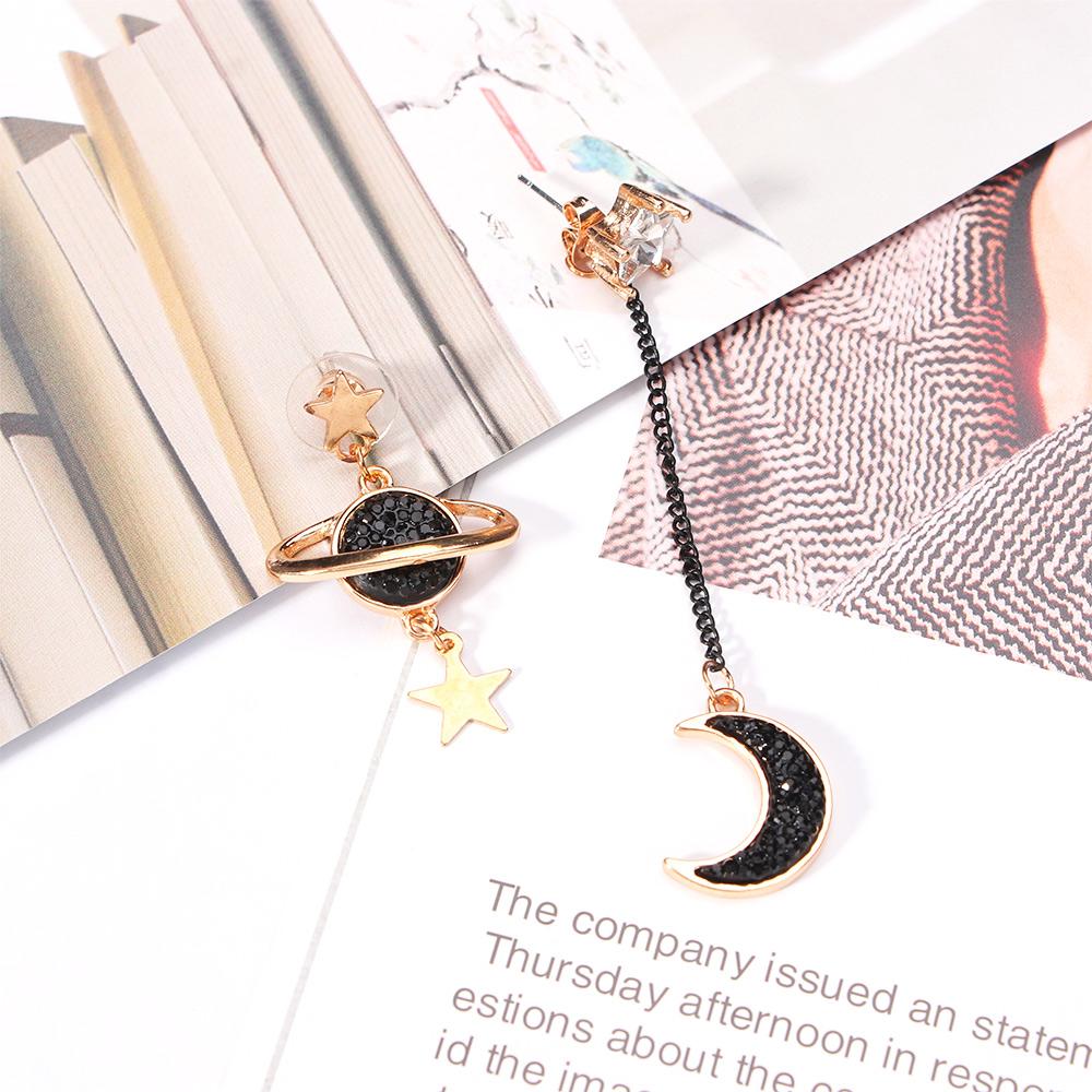 Personality Brincos Planet Black Star And Moon Drop Earrings Jewelry Dangle  Earrings Stud Earrings