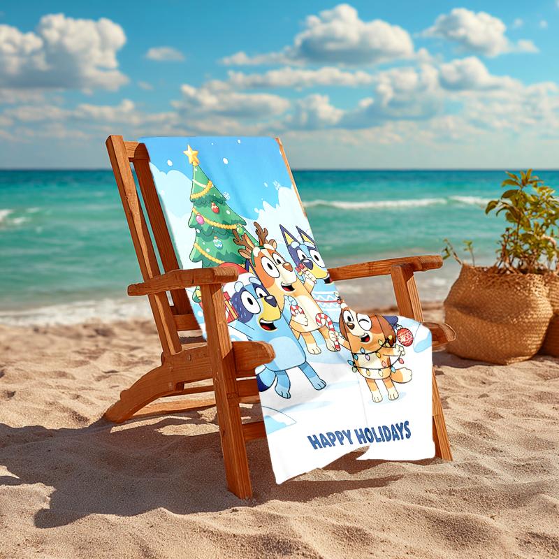 1Pc Christmas Friends Celebration Beach Towel, Quick Dry, Multi-Use for Beach Pool Gym Yoga Home Travel, Christmas, Halloween, Xmas Gift S13