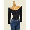 off-Shoulder Knitted Slim Fit Slim Looking Inner Bottoming Shirt