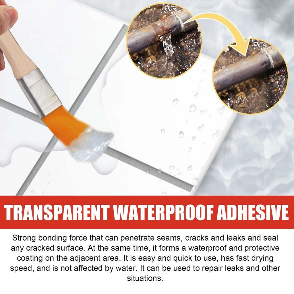 Transparent Waterproof Glue Anti-leakage Sealant Agent Roof Broken Water-based Sealant Plus Brush 100/300ml