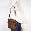 FENDI Zucca Shoulder Bag Brown Nylon canvas Women Used