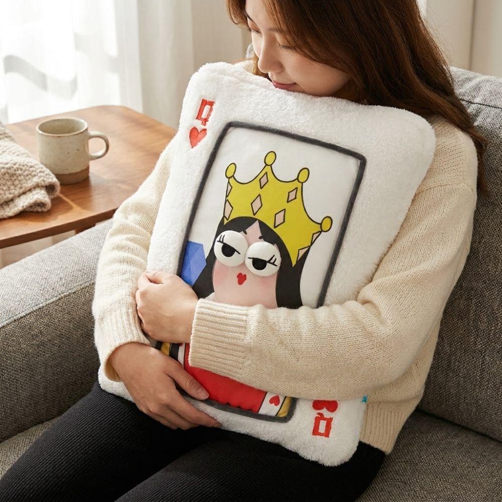 Square Shape Stuffed Cushion Doll 3D Big Eyes Sofa Throw Pillow Decorative Cushion  Game Night