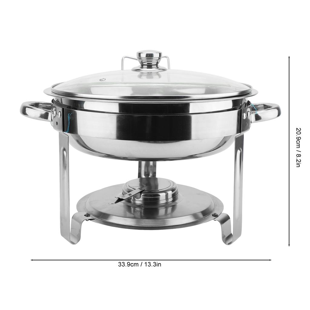 Набор для подогрева мармитов, гуманизированный набор для шведского стола, 4,5 л, крышка из пищевого стекла, нержавеющая сталь, съемная, со спиртовой печью для вечеринки
