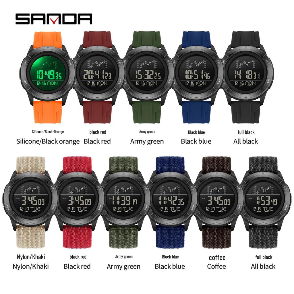 SANDA Уличные Многофункциональные Водонепроницаемые Мужские Часы с Большим Экраном для Студентов