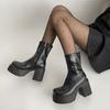 High Quality Platform Ankle Boots Sexy Women Leather Goth Shoes Designer High Heels Autumn  Trend Luxury Black Botas Mujer