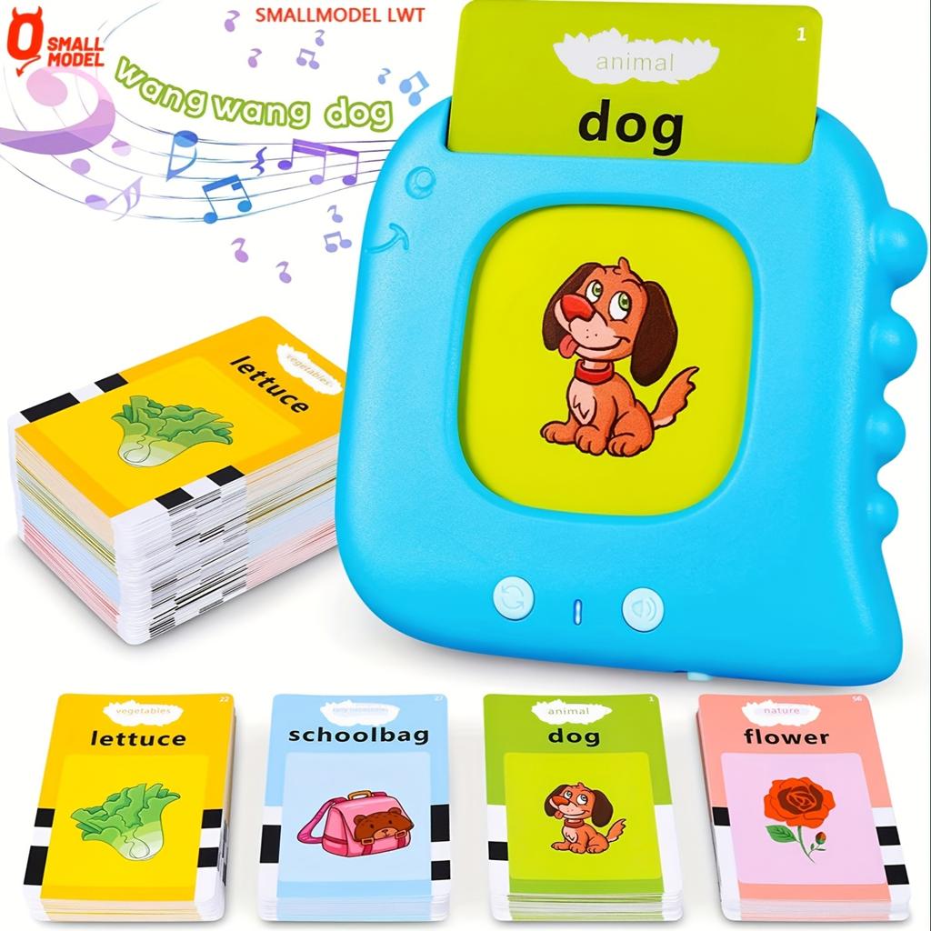 Educational Flash Card Toy Language Learning Device with Insertable Picture Cards for Early Childhood Cognitive Development and Vocabulary Building
