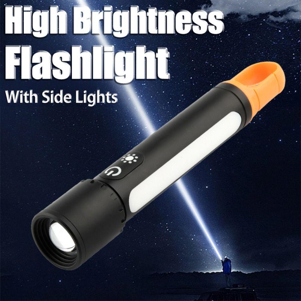 Telescopic Zoom Strong Light Flashlight Portable Hook Camping Lamp  Outdoor Lighting