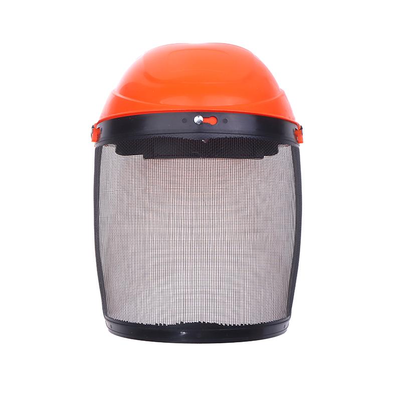 Защитный шлем для садового триммера с сетчатым кусторезом, закрывающим все лицо