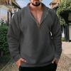 Men Half Zipper Fleece Sweater Top Solid Color Windproof Autumn Winter Long-sleeved Lapel Sweatshirt