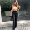 Women's High Waist Slim Flared Pants - Solid Color Casual European & American Fashion