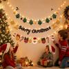 Warm Light Wall Hanging Banner Cartoon DIY Pull Flag Christmas Luminous Banner  Christmas Party