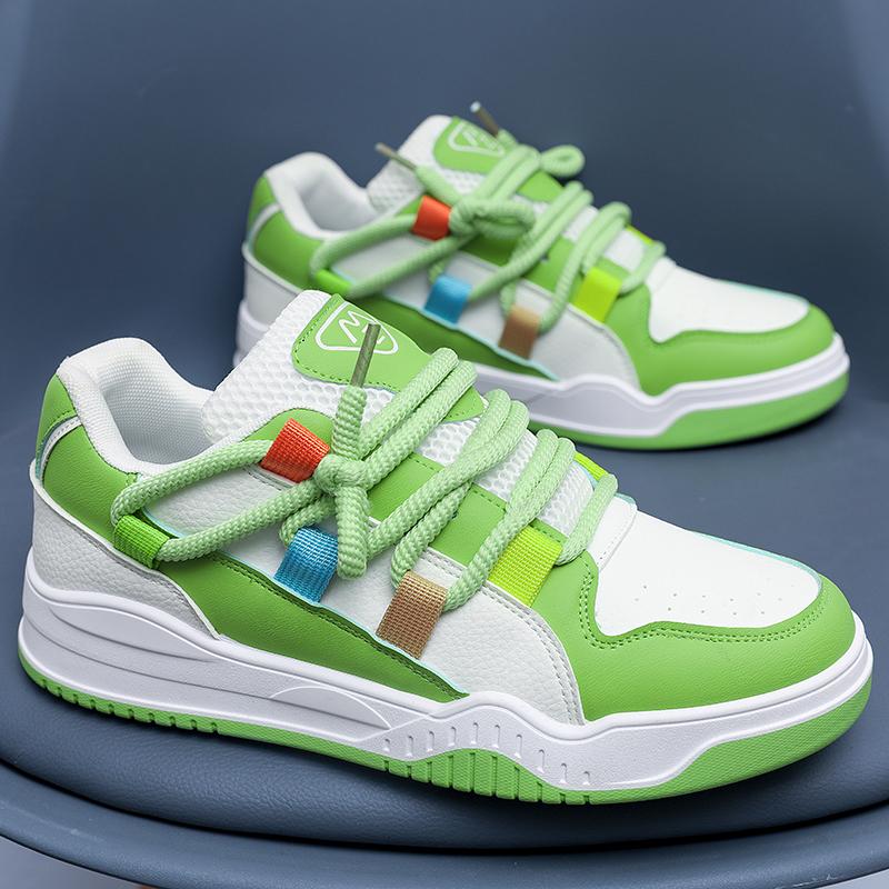 2024 Новые осенние и зимние спортивные кроссовки для отдыха на природе зеленого цвета с креативным дизайном шнуровки, многоцветные универсальные мужские туфли