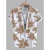 Tropical Coconut Tree Pattern Men's Short Sleeve Button Down Lapel Shirt For Summer Resort Holiday Hawaiian Style Oversized Tops
