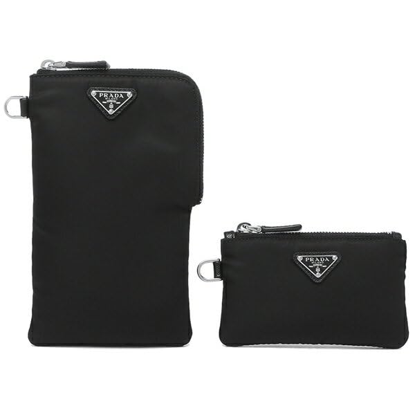 Prada Pouch with Triangle and 2TT091 2DMI F0002 Re-Nylon Logo, Black, Men's Women's, [Used]
