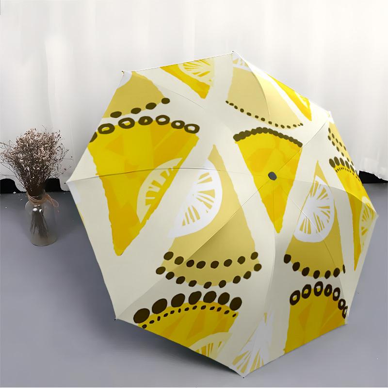 1pc Lemon Slice Pattern Automatic Open, Sturdy Iron Frame, Compact Folding Design, All-Season Portable Umbrella for Women & Men, Outdoor Umb