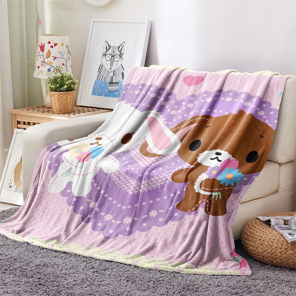 Honey Bonnie Print Flannel Blanket, High quality Comfortable for All Seasons, Home Decor, Warmth and Comfort