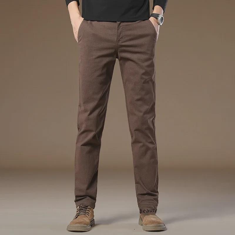 2025 Мужские повседневные брюки Slim Fit из чистого хлопка – удобная, деловая одежда для весны и осени