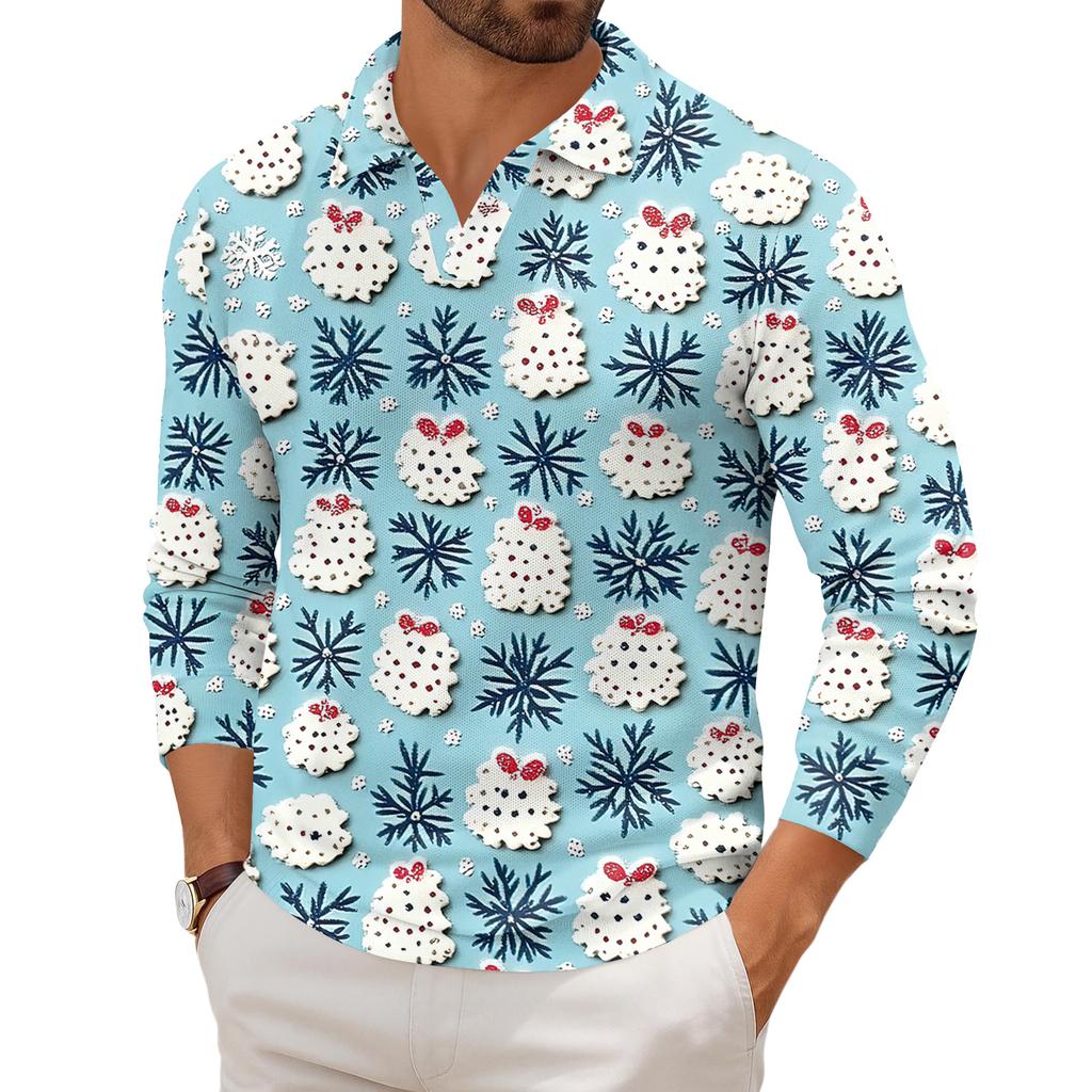 Men's Casual Collared Long-Sleeve Knit Base Layer Top