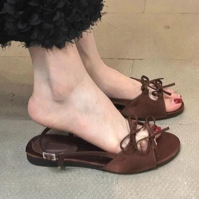 Балетки Женские Сандалии Бант Дизайнерская Обувь Женские Шлепанцы Лето 2025 Новые Повседневные Шлепки для Ходьбы Модные Платье Сандалии Женские