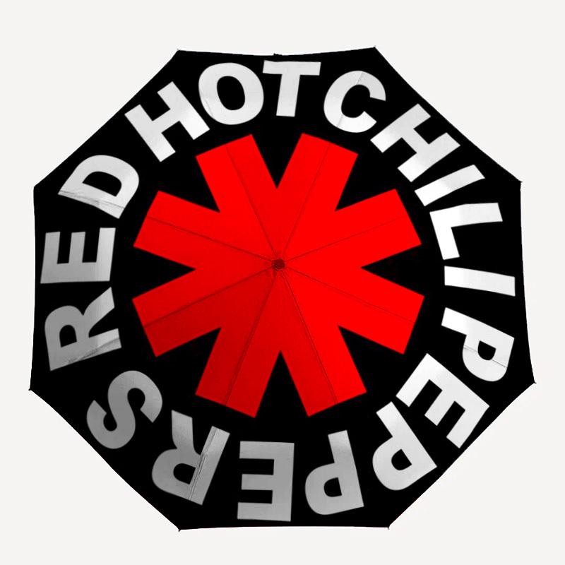 1 шт. Автоматический складной зонт Red Hot Chili Peppers - Компактный дорожный зонт с 8-реберным прочным каркасом, легкий и портативный для поездок на работу, модный