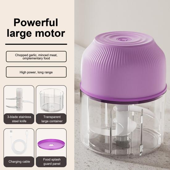 Electric Mini Garlic Chopper USB Meat Grinder Easy To Clean Compact Portable Garlic Ginger Crusher Kitchen Tool