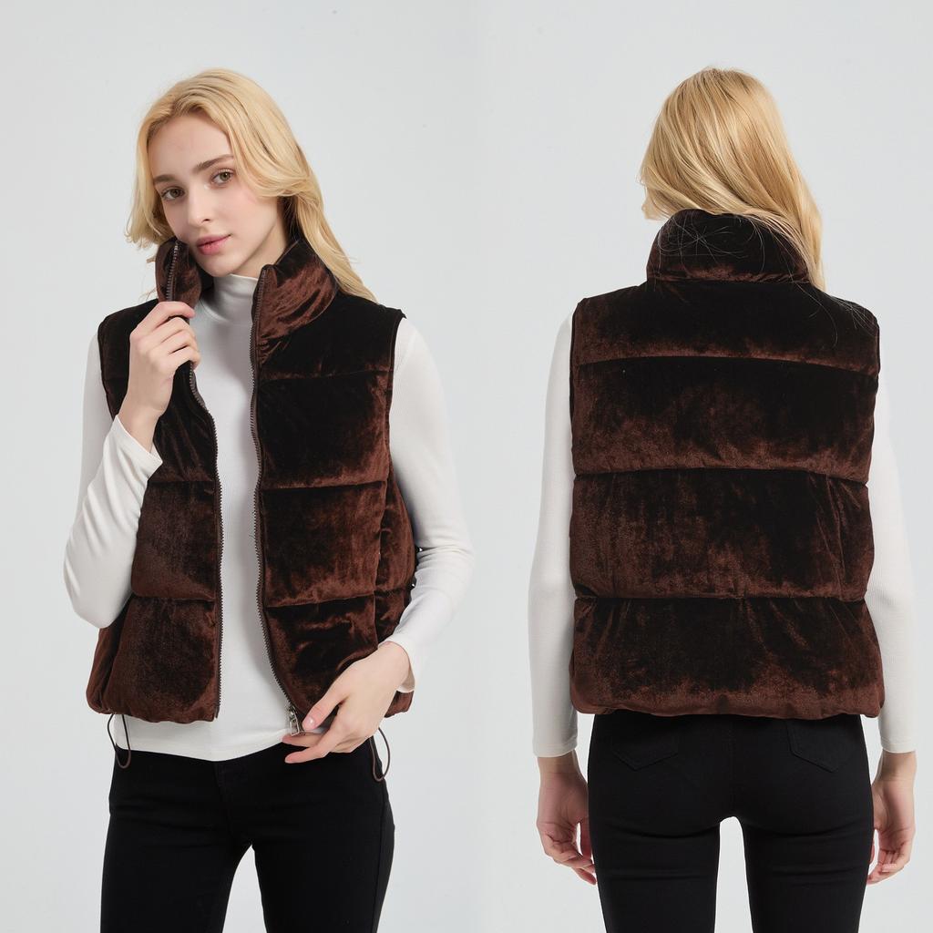Golden velvet cotton vest women's short models new autumn and winter loose fashion thickened vest jacket tide
