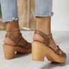 Fashion White Chunky Heeled Sandals Women Summer 2025 Braid Cross Band Gladiator Sandals Woman Ankle Strap Casual Platform Sandles Mujer