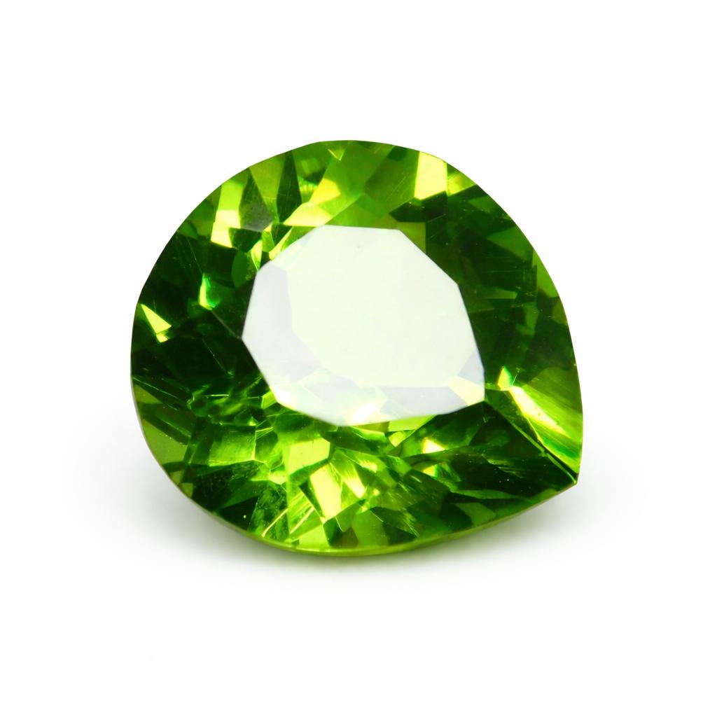 Natural Green Peridot Pear Shape 8 Carat Gemstone From Myanmar