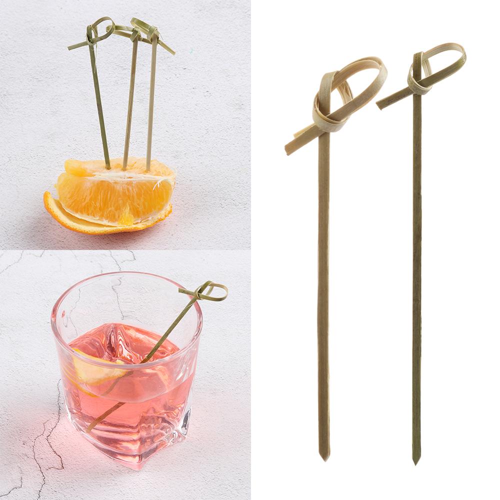 100pcs Household Kitchen & Bar Party Decoration Stick Cocktail Picks Bamboo Knot Skewers Fruit Forks