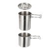 CLS 2-Piece Outdoor Camping Pot Set: 304 Stainless Steel, Lightweight, Folding, Portable for Travel & Mountaineering.