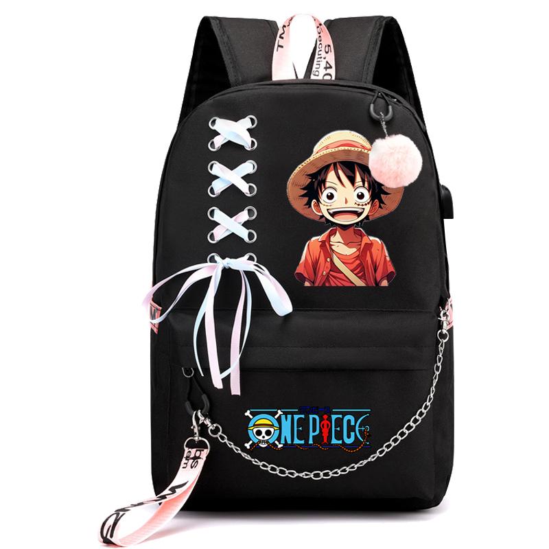 Аниме One Piece Printed Boy Girl Schoolbag Document Bag Student Book Bag for Girl Back To School Computer Charge Backpack Men Womens Casual Rucksack