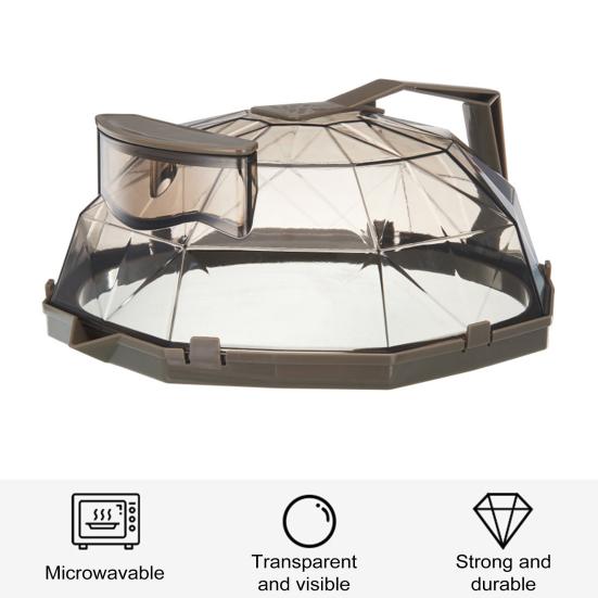 Food Cover with Water Steamer Integrated Handle Splatter Guard Plate Covers Kitchen Gadgets Accessories