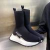 Модные ботильоны на платформе, женские, осень-зима, трикотажные, повседневные, высокие, эластичные, удобные, женские ботинки с толстой подошвой