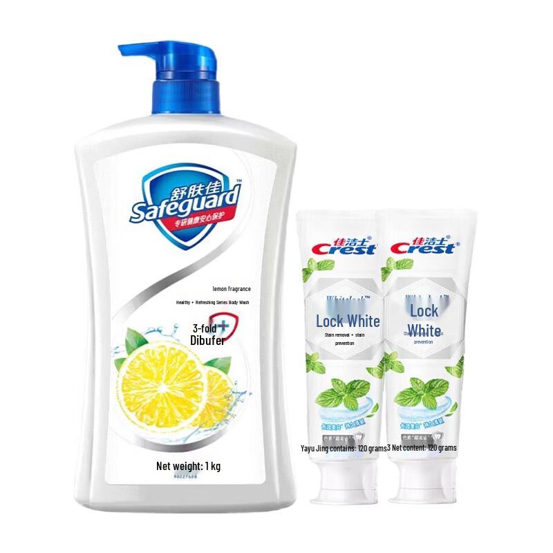 Crest Отбеливающая зубная паста и гель для душа Safeguard Лимон - Комплект