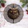 Laser Cut Metal Wind Spinner 3D Mandala Owl Design Outdoor Garden Decor Hanging Sculpture with Holographic Effect Creative Gift