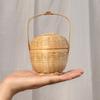 Creative Mini Handheld Bamboo Basket with Lid Home Kitchen Decorative Nut Hand Basket Portable Crafts Storage Basket 2025 New